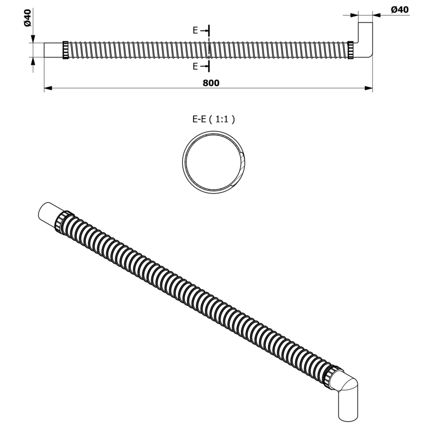 Bruckner - Flexibele verbindingsbuis elleboog 80 cm wit