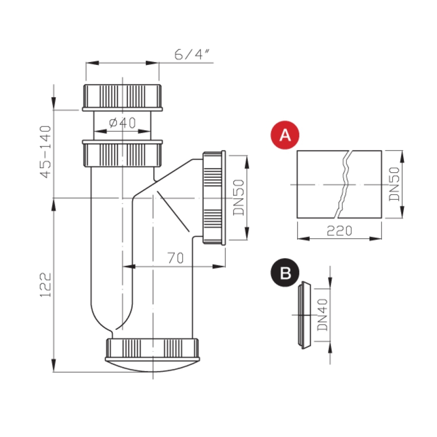 Bruckner - Gootsteensifon DN50 wit