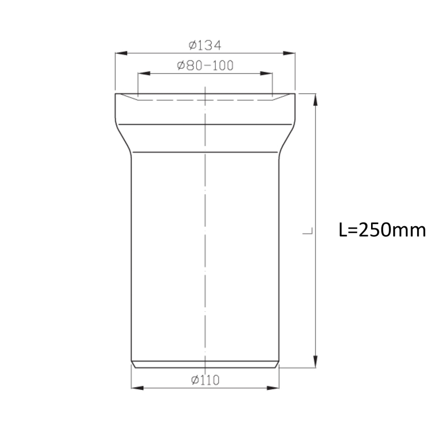 Bruckner - Rechte toiletpotconnector 25 cm wit