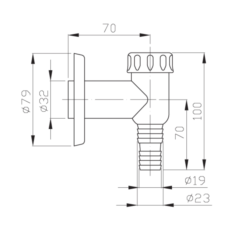 Bruckner - Sifon voor buitenwasmachine DN32 wit