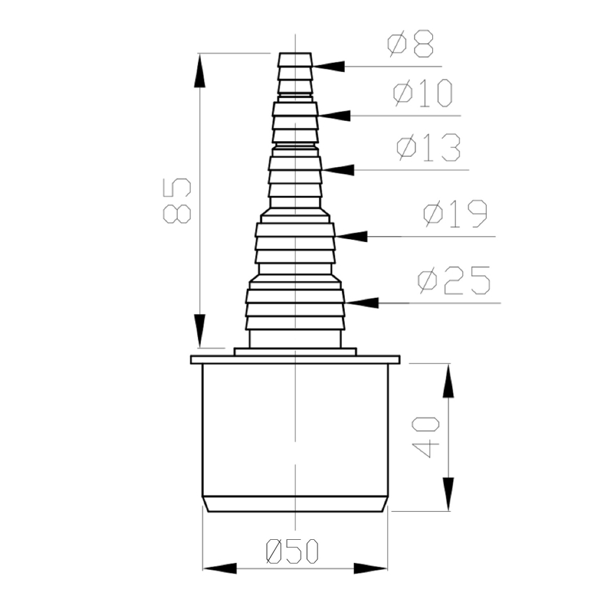 Bruckner - Slangaansluiting uiteinde DN50 8-25 mm grijs