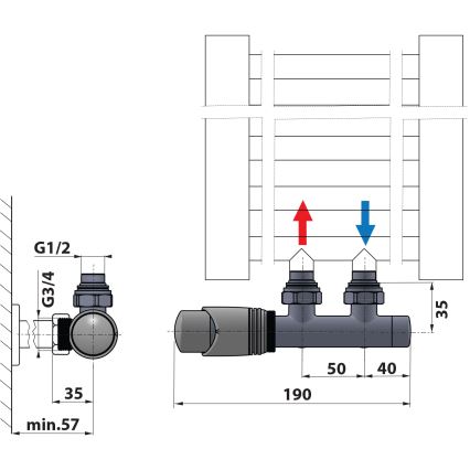 Bruckner - Thermostatische aansluitset voor centrale aansluiting WICHER wit