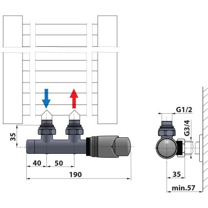 Bruckner - Thermostatische aansluitset voor centrale aansluiting WICHER wit