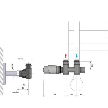 Bruckner - Thermostatische aansluitset voor centrale aansluiting WICHER COMBI wit