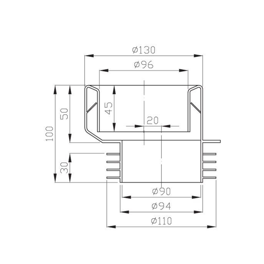 Bruckner - Toilet afvalmanchet vast, excentrisch wit
