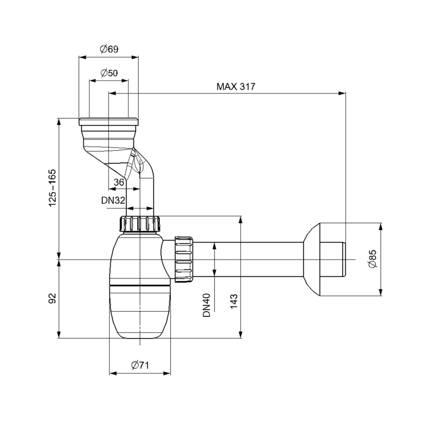 Bruckner - Urinoir sifon met manchet DN40 wit