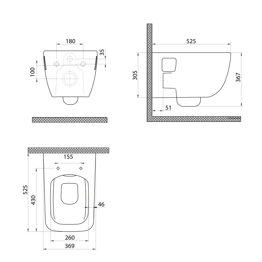 Bruckner - Wandcloset Rimless WALTER keramiek/wit