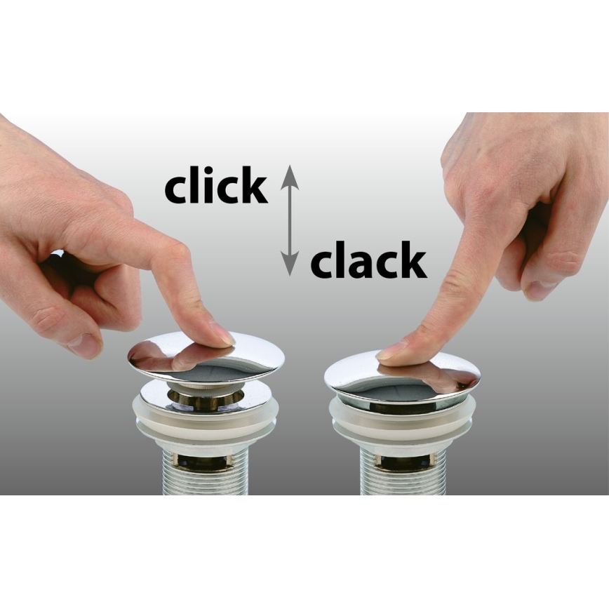 Bruckner - Afvoerputje zonder overloop CLICK-CLACK diameter 6,4 cm glanzend chroom