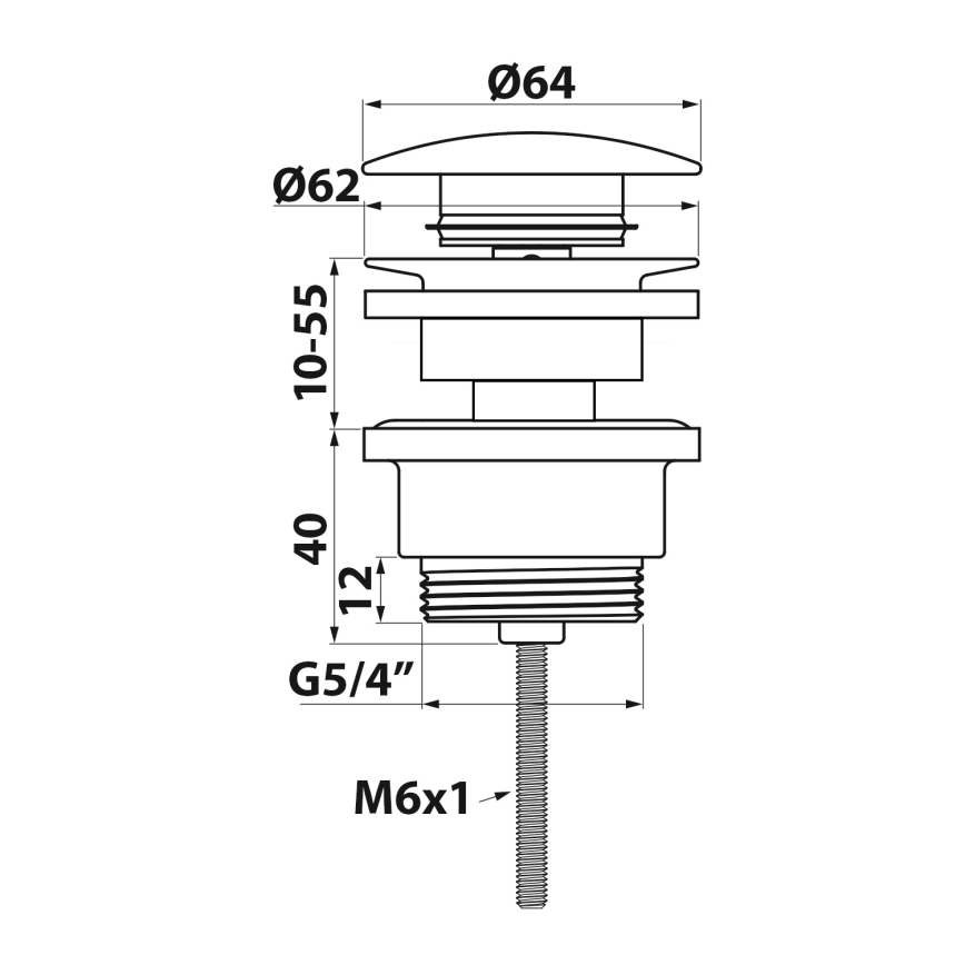 Bruckner - Afvoerputje zonder overloop CLICK-CLACK diameter 6,4 cm glanzend chroom