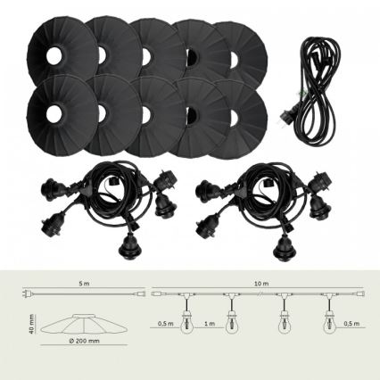 Buiten decoratieve lampenslinger CRETE 10xE27/230V 15m IP44