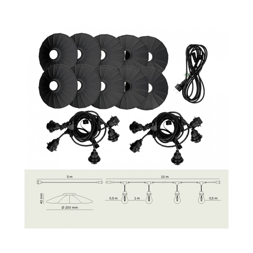 Buiten decoratieve lampenslinger CRETE 10xE27/230V 15m IP44
