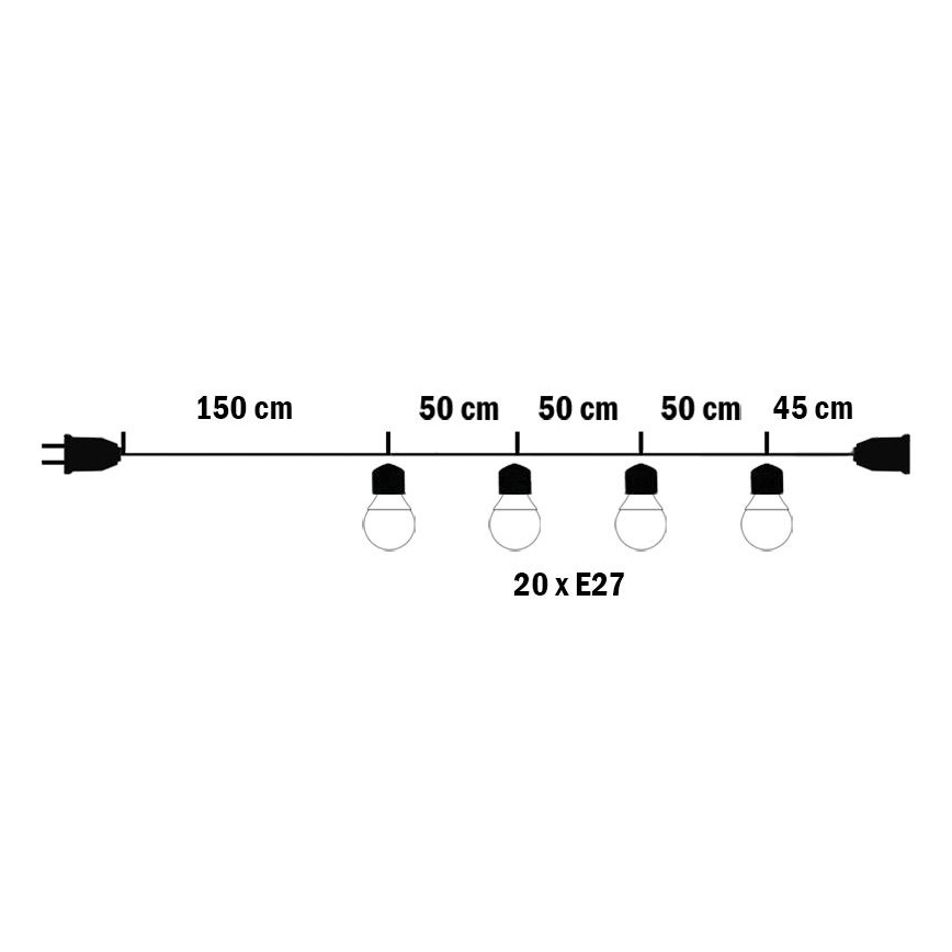 Buiten decoratieve lichtketting MIMOSA 20xE27/1,3W/230V IP44 10m