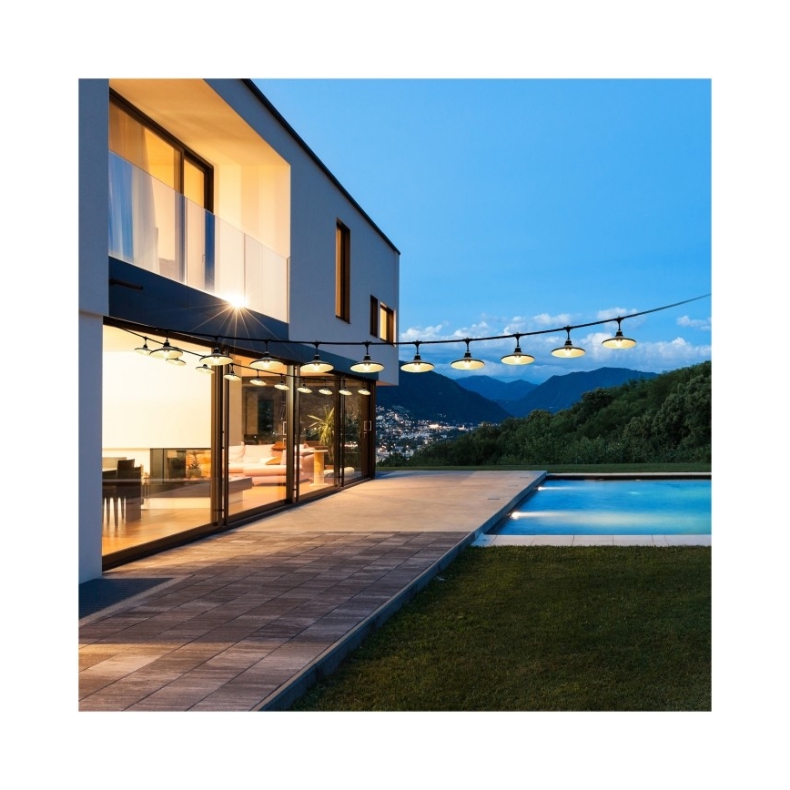 Buiten decoratieve lichtslinger CRETE 15xE27/230V 20m IP44