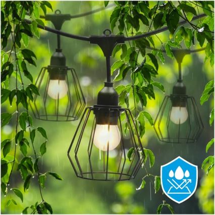 Buiten decoratieve lichtslinger CRETE 20xE27/230V 25m IP44