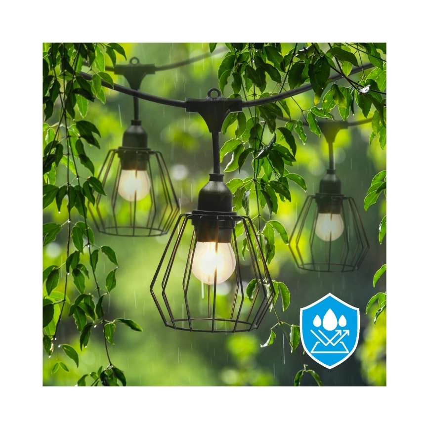 Buiten decoratieve lichtslinger CRETE 20xE27/230V 25m IP44