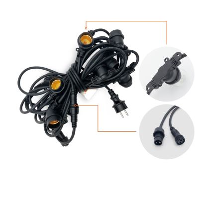 Buiten Decoratieve lichtsnoer MIMOSA 10xE27/1,3W/230V IP44 10 m