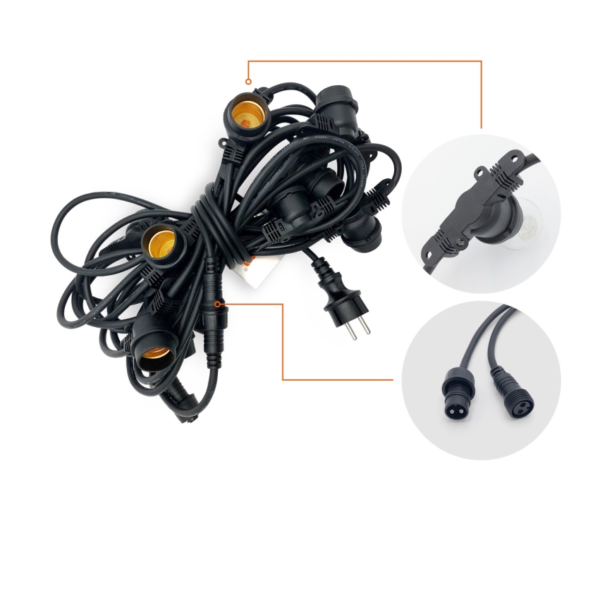 Buiten Decoratieve lichtsnoer MIMOSA 10xE27/1,3W/230V IP44 10 m