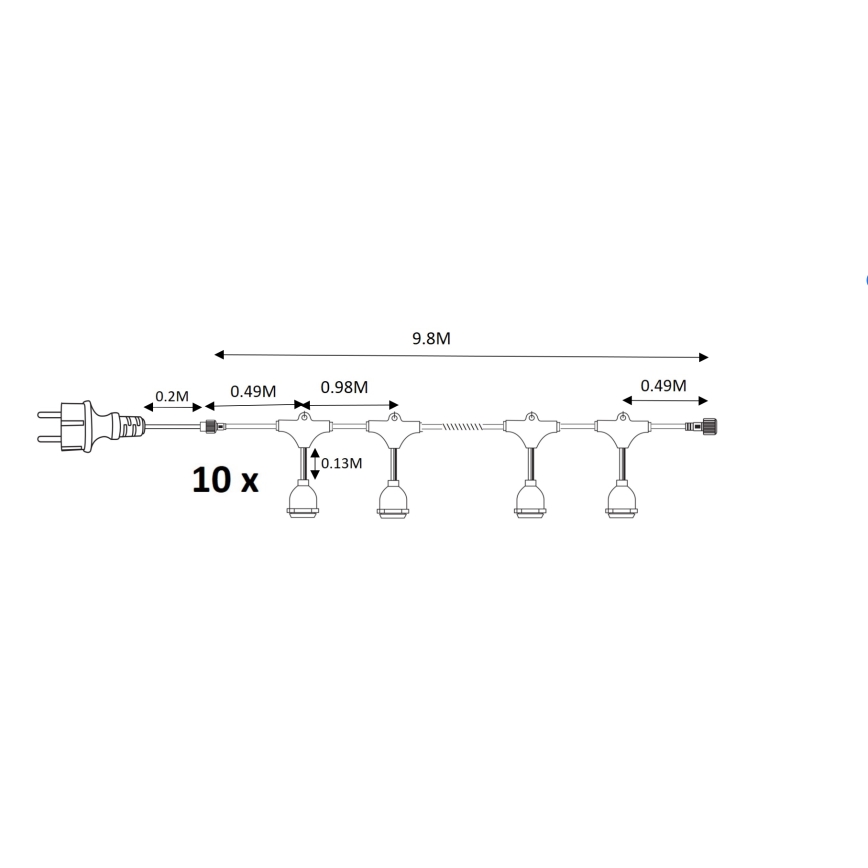 Buiten Decoratieve lichtsnoer SLINGER 10xE27/15W/230V 10m IP44
