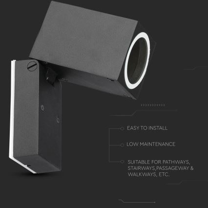 Buiten flexibel wandlamp 1xGU10/35W/230V IP44 zwart