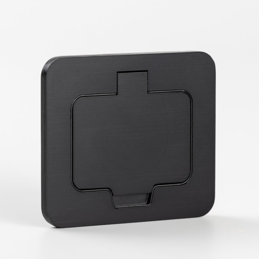 Buiten inbouw vloer stopcontact IP55 zwart rechthoekig