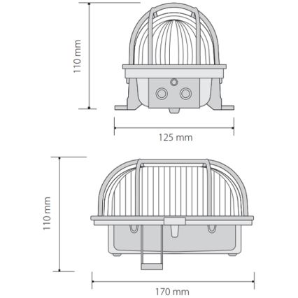 Buiten Plafondlamp OVAAL 1 × E27/60 W/230 V IP44