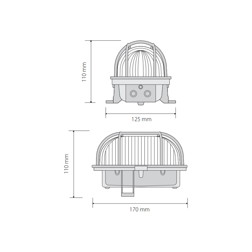 Buiten plafondlamp OVAL 1xE27/60W/230V IP44