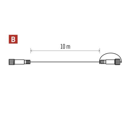 Buiten verlengkabel voor het verbinden van kettingen 10 m IP44