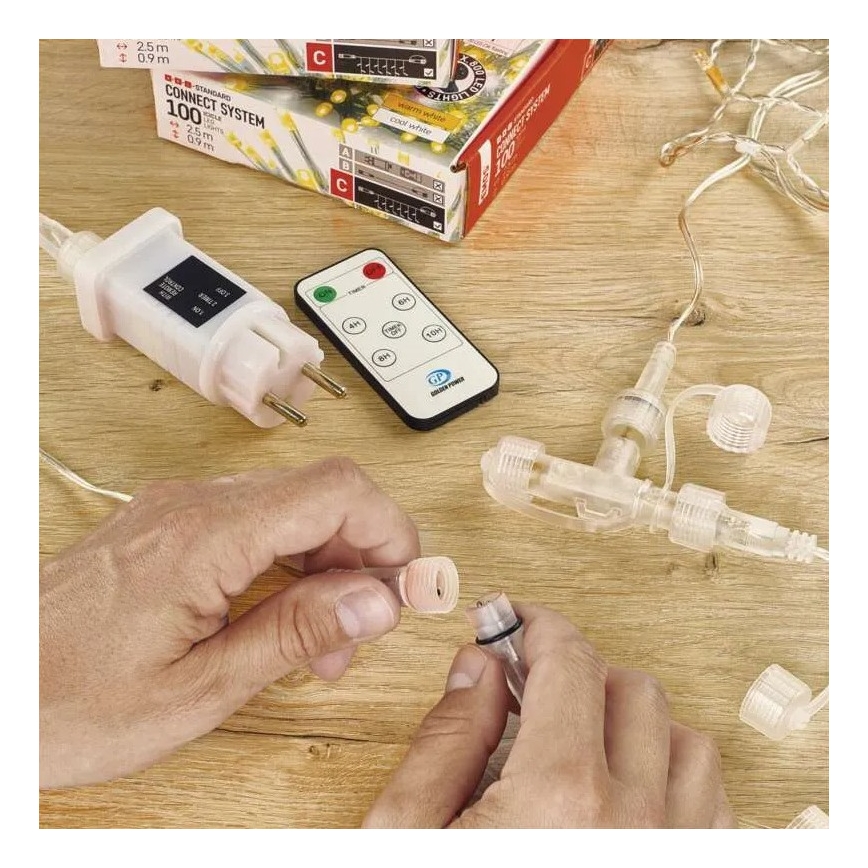 Buiten verlengsnoer voor verbindbare lichtslingers, transparant, 10 m, IP44