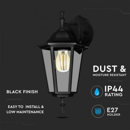 Buiten wandlamp 1xE27/40W/230V IP44 zwart