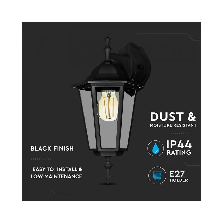 Buiten wandlamp 1xE27/40W/230V IP44 zwart