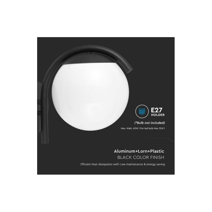 Buiten wandlamp 1xE27/60W/230V IP44 zwart