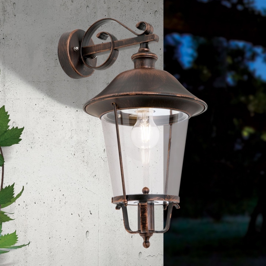 Buiten wandlamp KENZO 1xE27/100W/230V IP44 brons/patina