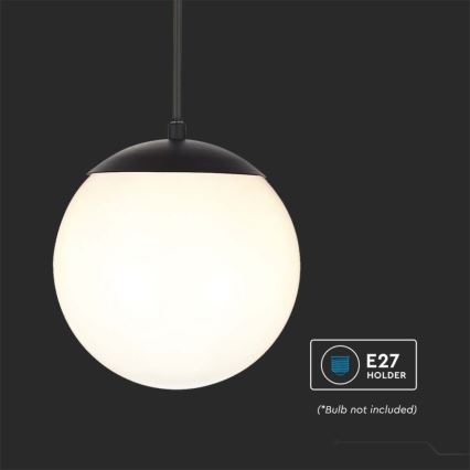 Buitenhanglamp aan kabel 1x E27/60W/230V Ø 20 cm IP44 zwart