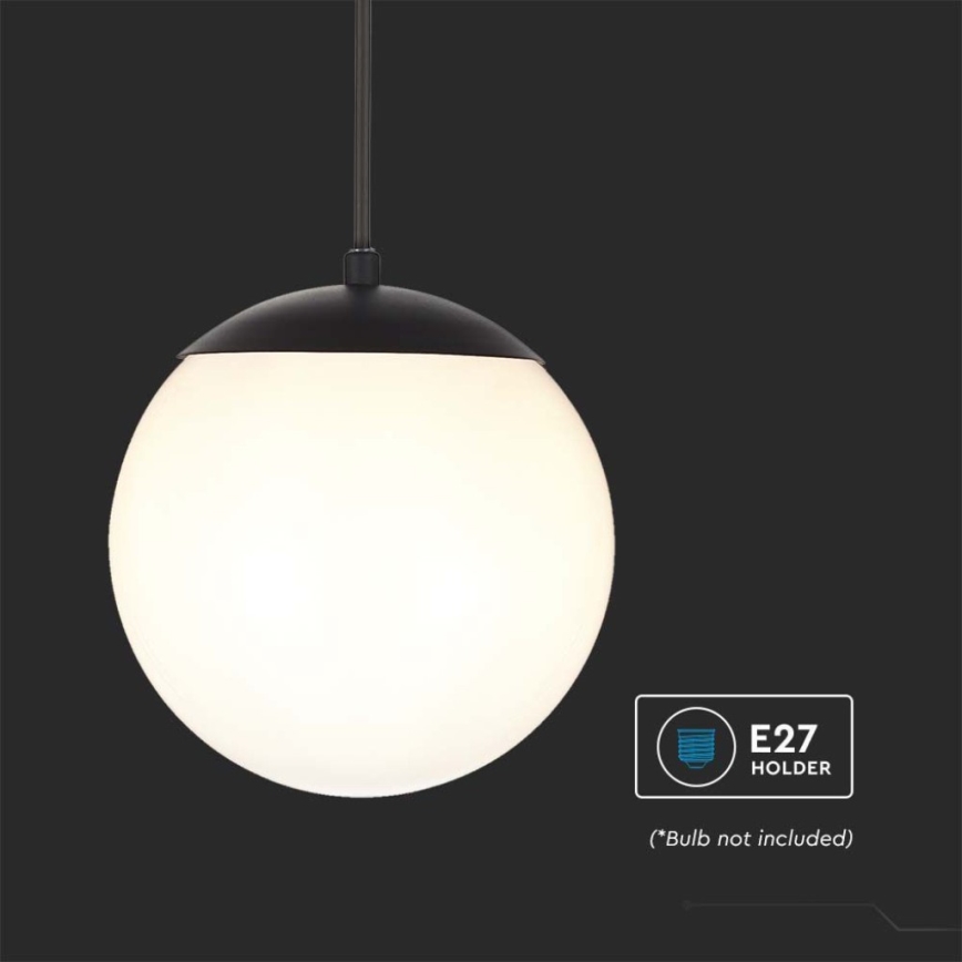 Buitenhanglamp aan kabel 1x E27/60W/230V Ø 20 cm IP44 zwart