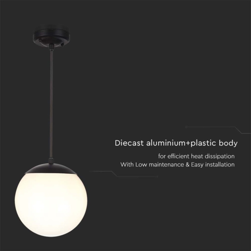 Buitenhanglamp aan kabel 1x E27/60W/230V Ø 20 cm IP44 zwart