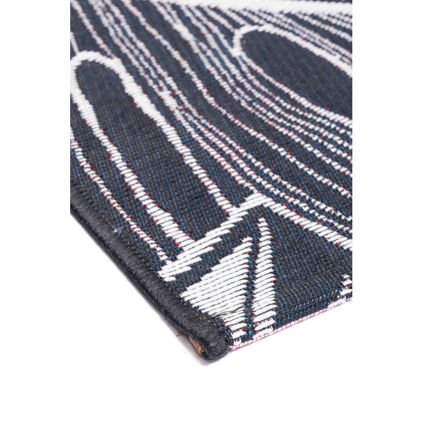 Buitenkleed JUNGLE 160x220 cm zwart/wit/bladmotief