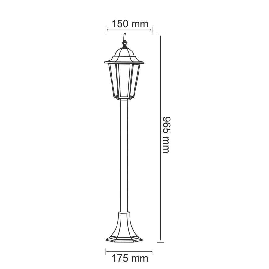 Buitenlamp 1xE27/20W/230V IP43 96,5 cm zwart