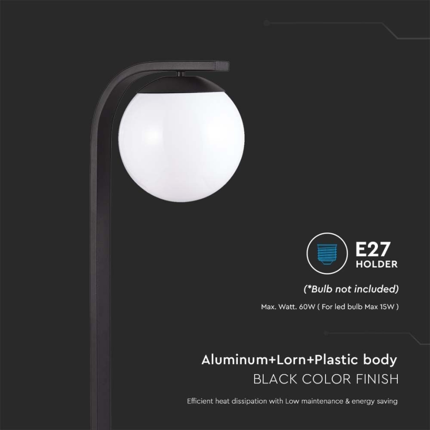 Buitenlamp 1xE27/60W/230V IP44 zwart