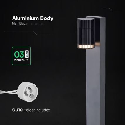 Buitenlamp 1xGU10/10W/230V IP44 80 cm zwart