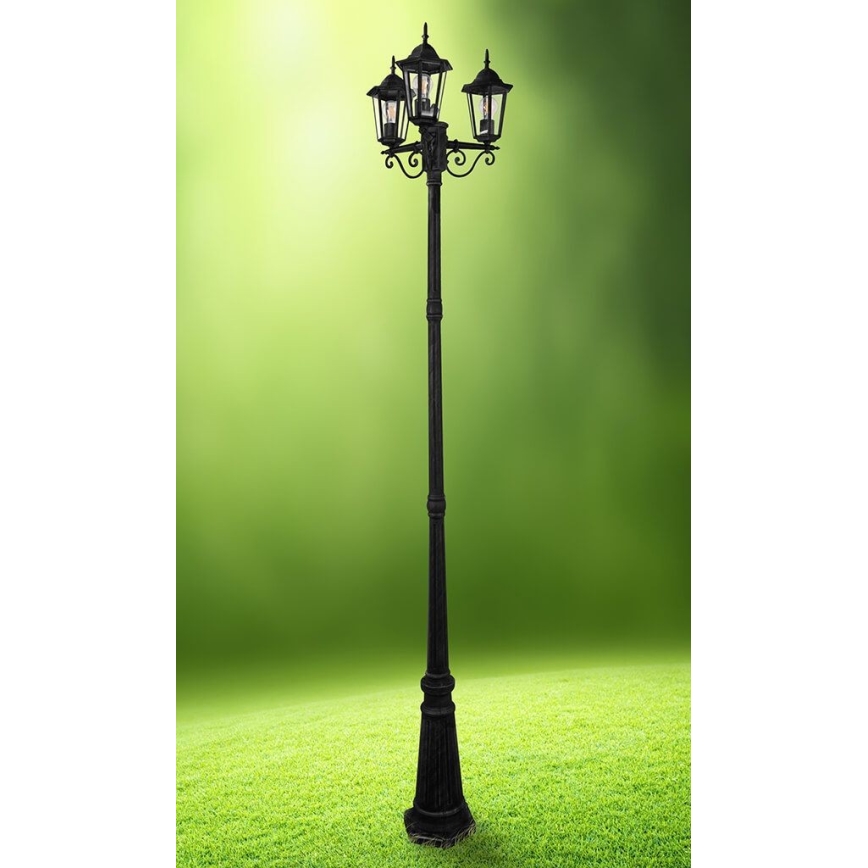 Buitenlamp 3xE27/20W/230V IP43 2,58 m zwart