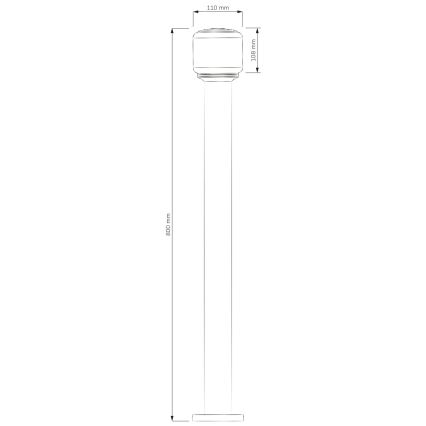 Buitenlamp MADRID 1xE27/12W/230V 80 cm IP44 zwart