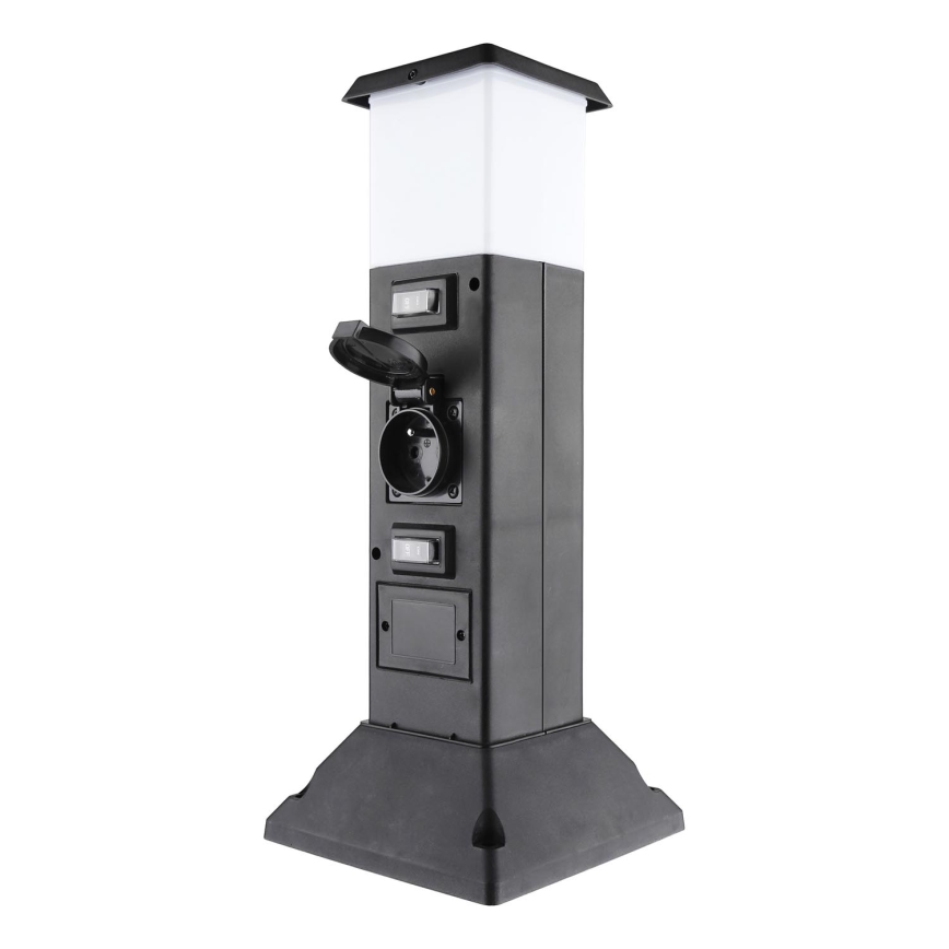 Buitenlamp met 2 stopcontacten 1xE14/15W/230V IP44 zwart