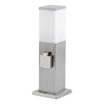 Buitenlamp met 2 stopcontacten SCHUKO 1xE27/20W/230V mat chroom IP44