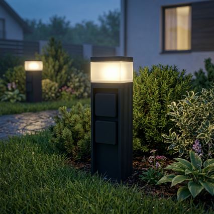 Buitenlamp met 2 stopcontacten VESPER 1xG9/5W/230V IP44 30 cm zwart
