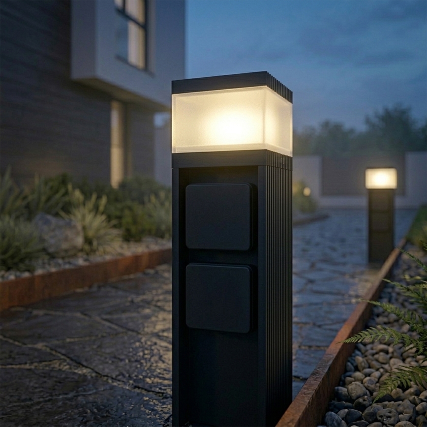 Buitenlamp met 2 stopcontacten VESPER 1xG9/5W/230V IP44 30 cm zwart