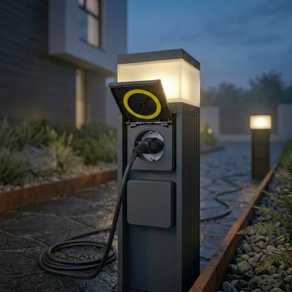 Buitenlamp met 2 stopcontacten VESPER 1xG9/5W/230V IP44 30 cm zwart