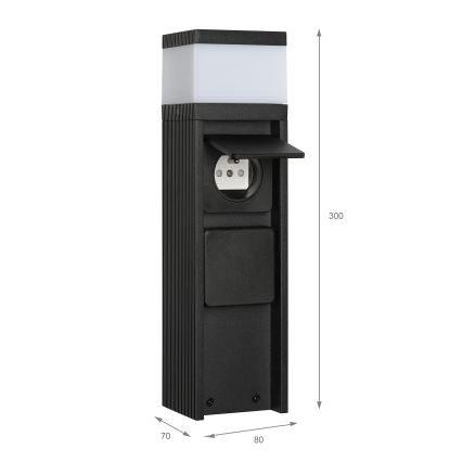 Buitenlamp met 2 stopcontacten VESPER 1xG9/5W/230V IP44 30 cm zwart