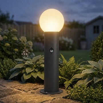 Buitenlamp met bewegings- en schemersensor STONO 1xE27/15W/230V 50 cm IP65 antraciet