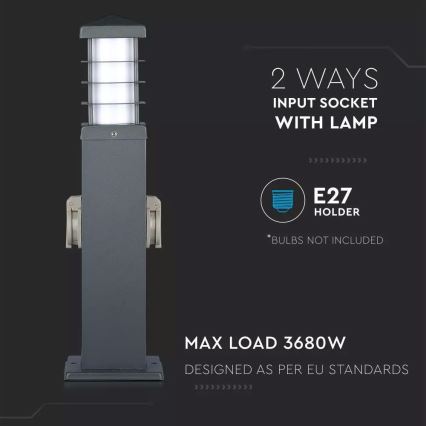 Buitenlamp met stopcontacten SCHUKO 1xE27/13W/230V IP44