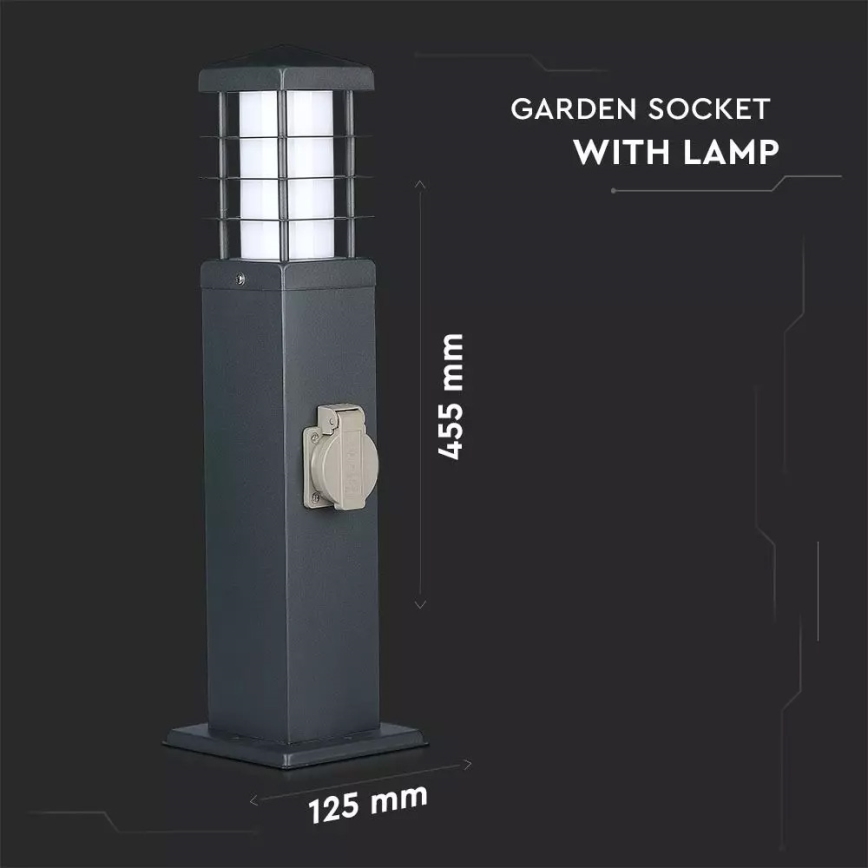 Buitenlamp met stopcontacten SCHUKO 1xE27/13W/230V IP44
